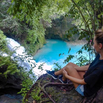 Over looking Cebu waterfall Kawasan waterfall